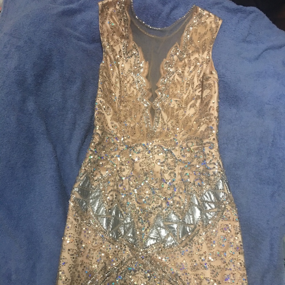 Beautiful gold/sequin sheer dress